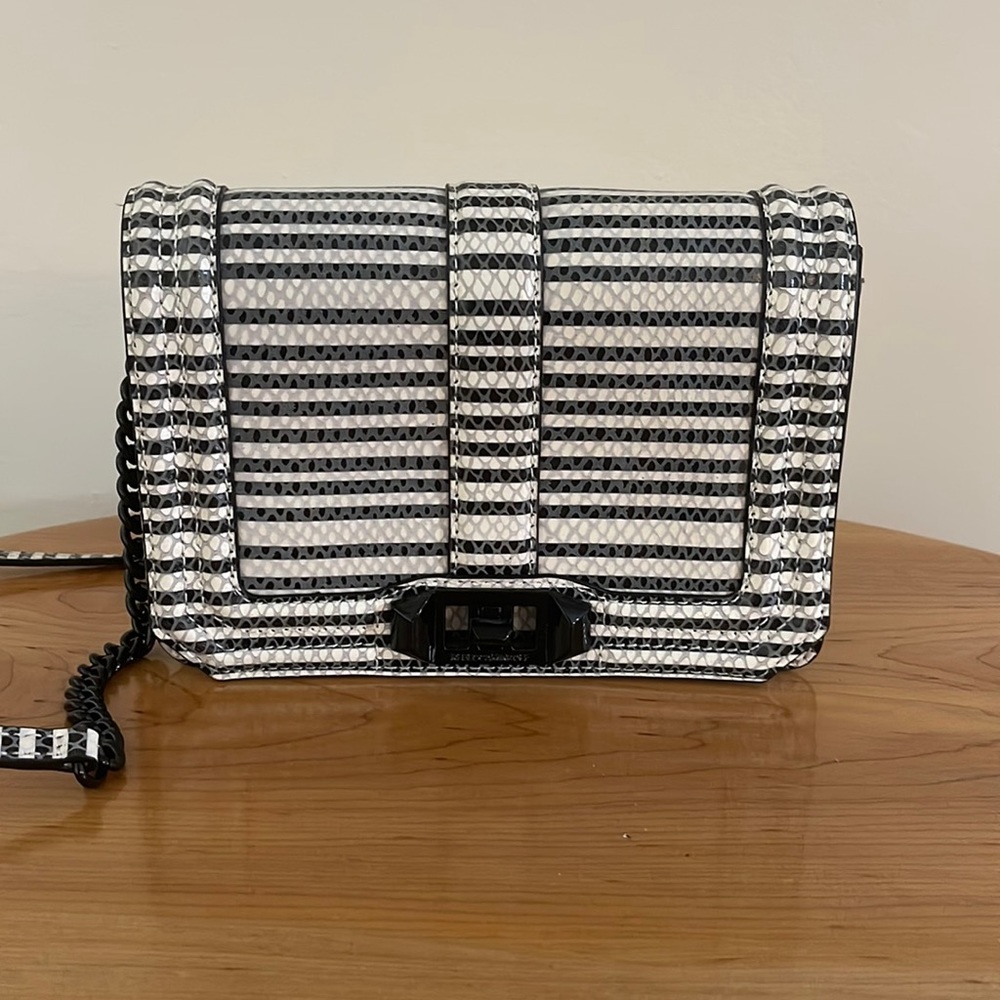 Rebecca Minkoff Black&White Snake Print Mini Mac Crossbody